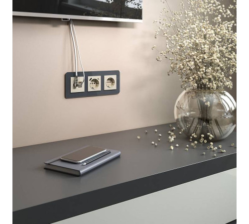 ТВ-розетка и розетка Ethernet RJ-45 без рамки Werkel слоновая кость W1181303