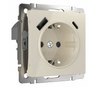 Розетка с заземлением и с шторками и 2хUSB, без рамки Werkel слоновая кость W1171703