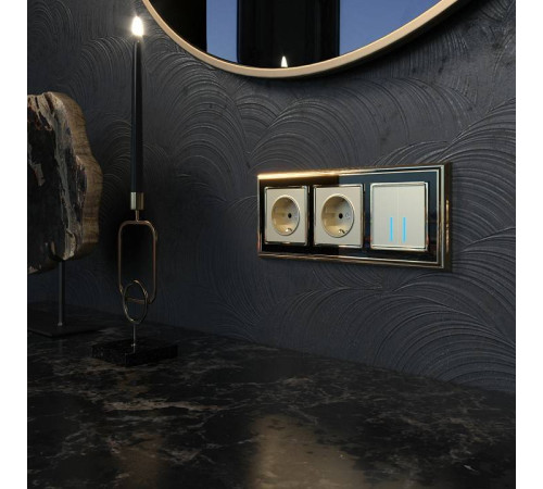 Выключатель двухклавишный с подсветкой без рамки Werkel шампань W4520011