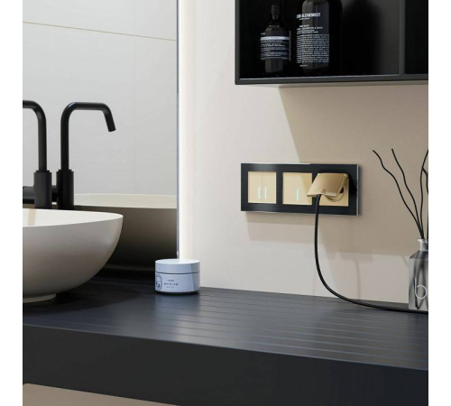 Выключатель двухклавишный с подсветкой без рамки Werkel шампань W4520011