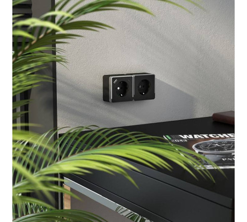 Розетка с заземлением и с шторками и USB Werkel Gallant черный/хром W5071735