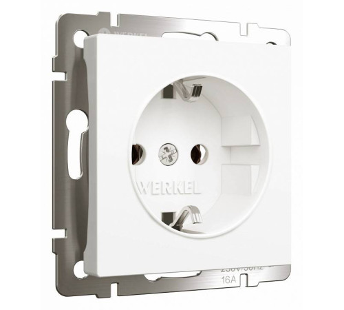 Розетка с заземлением, без рамки Werkel Белые матовые W1171061