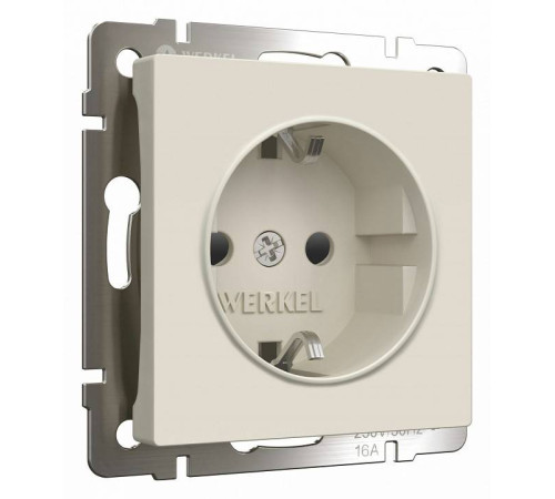 Розетка с заземлением и с шторками, без рамки Werkel Айвори матовый W1171162