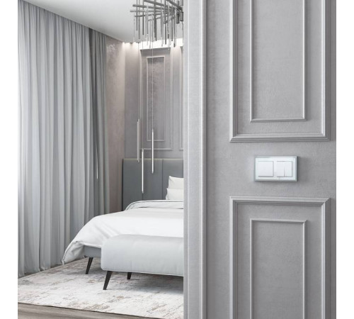 Рамка на 2 поста Werkel Baguette белый/серебро W0022850