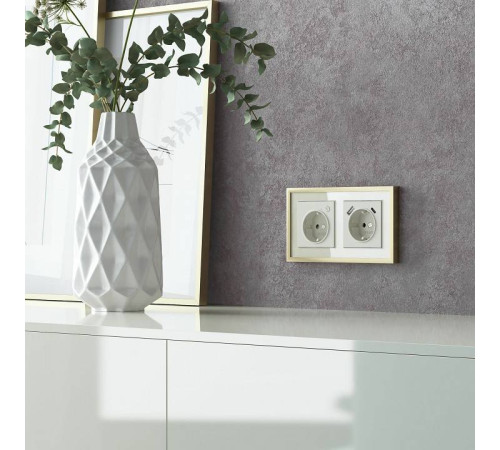 Рамка на 2 поста Werkel Baguette айвори/латунь W0022851