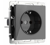 Розетка с заземлением, без рамки Werkel Графит акрил W1171044