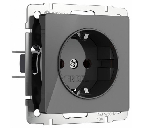 Розетка с заземлением, без рамки Werkel Графит акрил W1171044