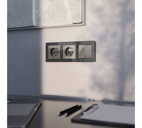 Розетка с заземлением, без рамки Werkel Графит акрил W1171044
