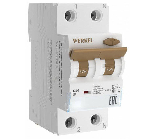 Дифференциальный автоматический выключатель 1P с Wi-Fi Werkel W922P164