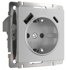 Розетка с заземлением и со шторкой и 2хUSB type A и C, без рамки Werkel  W1171706