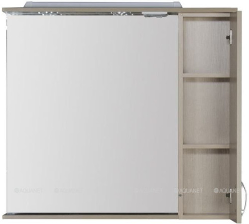 Зеркало Aquanet Донна 100 белый дуб со светильником и розеткой 00169184