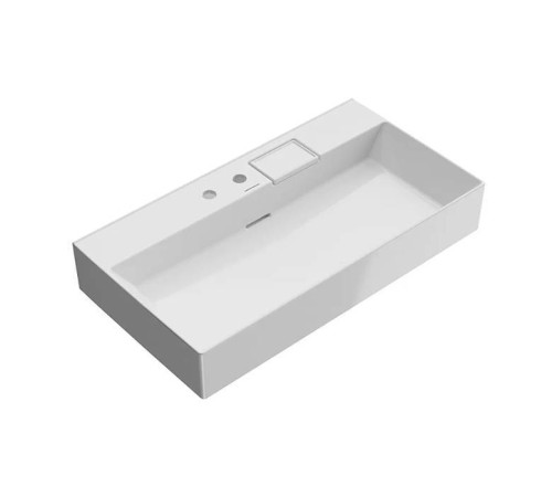 Раковина подвесная Kerama Marazzi Logica 90х48 см 2 отверстия белый глянец LO.wb.90.2