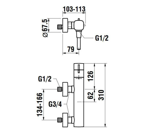 Смеситель для душа Laufen Cityplus термостатический с ручным душем хром 3.3375.7.004.136.1