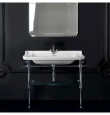 Раковина с металлической структурой Kerasan Waldorf 120х42 см напольная 3 отверстия хром 4144K1bi/cr / 9203K1cr