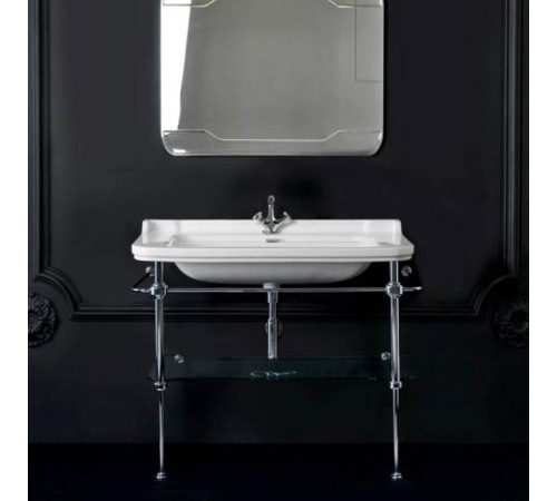 Раковина с металлической структурой Kerasan Waldorf 120х42 см напольная 3 отверстия хром 4144K1bi/cr / 9203K1cr