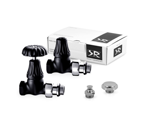 Комплект вентилей SR Rubinetterie Floral Old Style 1/2 прямой черный матовый K338-1500VC0S