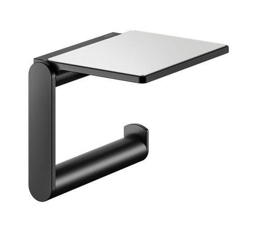 Держатель для туалетной бумаги KEUCO Plan с полочкой черный матовый 14973 370000