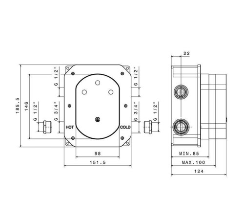 Встраиваемая часть термостатического смесителя Newform 3/4 27751.00.000