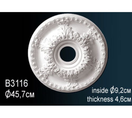 Розетка потолочная под люстру Perfect B3116 полиуретановая с орнаментом 499 мм B3116