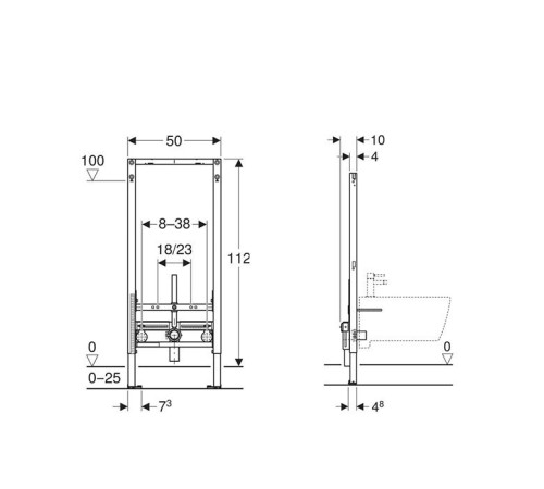 Инсталляция для биде Geberit Duofix 112 см универсальная 111.520.00.2