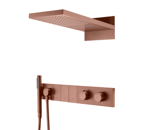 Душевой комплект встраиваемый Boheme Zodiac с термостатом верхним и ручным душем brushed bronze 133-BRB