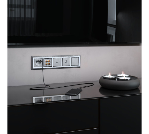 Акустическая розетка (cеребряный рифленый) WL09-AUDIOx4