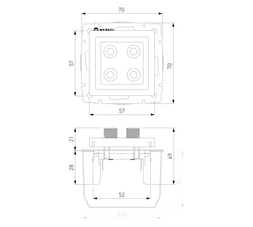 Акустическая розетка (cеребряный рифленый) WL09-AUDIOx4