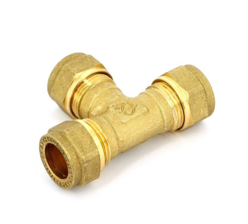 Тройник обжимной латунный Tiemme 12 мм 1000050