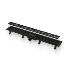 Лоток душевой AlcaPlast APZ10 BLACK 950 мм с порогами для перфорированной решетки (с решеткой) черный матовый APZ10BLACK-950M