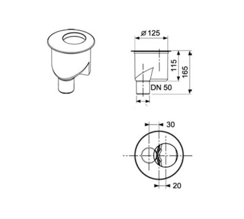 Сифон для дренажного канала TECE drainline 1.3 л/с DN 50 вертикальный выпуск 650003