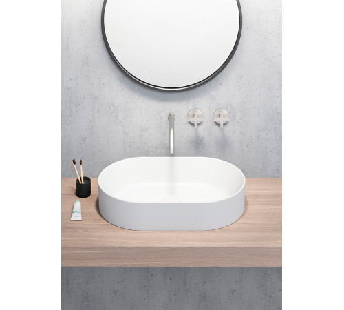 Раковина накладная овальная GSI Kube X 370х600 мм без отверстия под смеситель белая 945811_УЦ