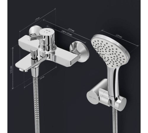 Смеситель для ванны и душа AM.PM X-Joy с душевым набором F85B15000