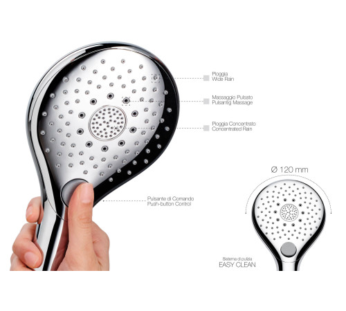 Лейка для душа Bossini Syncronia 6 режимов хром B00800.030