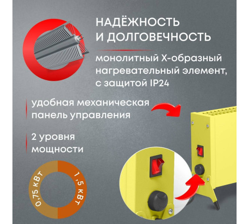 Конвектор электрический Zeder Blimey 15MX-12 Вт желтый 15MX-12 YELLOW