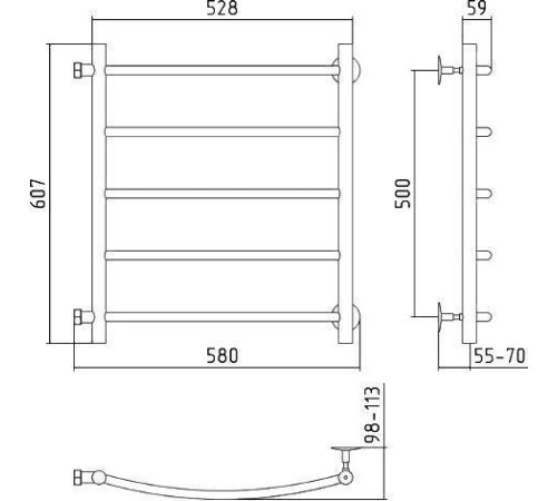 Полотенцесушитель водяной Стилье Версия-Б2 58x60,7 см без покрытия 00612-5050