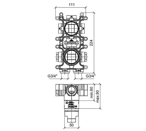 Встраиваемая часть смесителя Almar Modular термостатического на 3 положения E176907