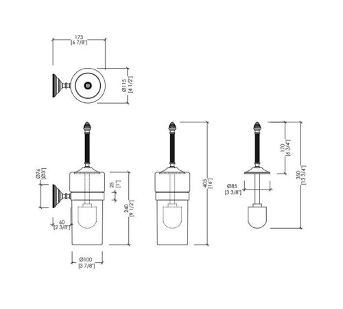 Ершик для унитаза Devon&Devon Black Diamond подвесной черная керамика хром BLKD520CRNE