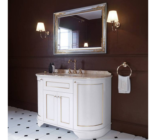 Комплект мебели Tiffany World York Nuovo 130 см напольный белый/золото мрамор Diano 3 отв. YOR4130-BO/S53bi/YORM130-1/DNR/h2/3F