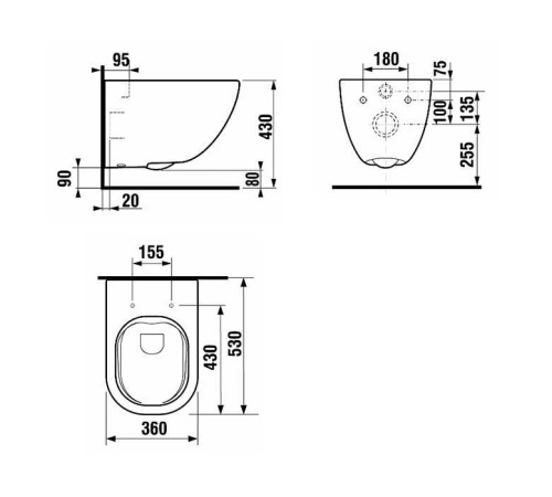 Унитаз подвесной Laufen Basal Combipack Rimless 53х36 см сиденье SoftClose белый 8.66E1.0.000.000.1