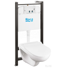 Комплект инсталляция с подвесным унитазом Roca Victoria Rimless и сиденьем Slim без кнопки 893105010