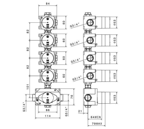 Встраиваемая часть термостатического смесителя Newform 3/4 27878.00.000
