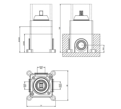 Встраиваемая часть для однорычажного смесителя Gessi Via Manzoni Finox Brushed Nickel 38670#149