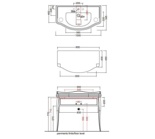 Комплект мебели Kerasan Retro 100 см с раковиной 1 отв подвесной белый хром 105001/7363K7