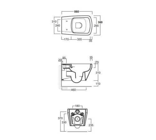 Унитаз подвесной SIMAS Baden Baden безободковый 56х36 см черный матовый F85/BB18nero matt