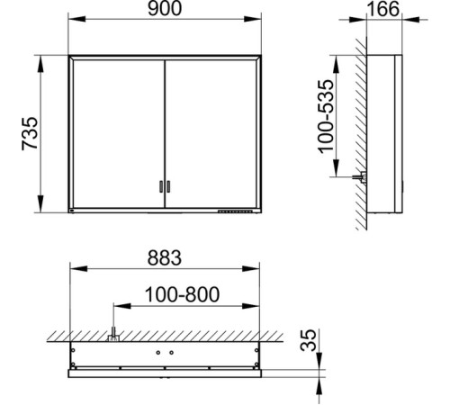 Зеркальный шкаф KEUCO Royal Lumos 900x735x166 мм с подсветкой настенный 14303 172301