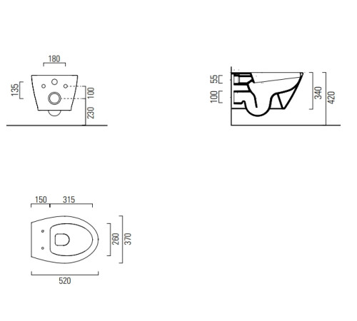 Уценка. Унитаз подвесной безободковый GSI Modo 520х370 мм белый глянцевый 981611_УЦ/4