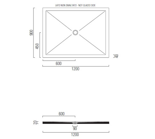 Керамический душевой поддон GSI Pura 1200х900х20 мм с сифоном Agave Matte 461209PIL04