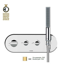 Наружная часть термостатического смесителя для душа Bossini Apice на 2 потребителя с ручным душем-палочкой брашированное золото Z00522.043