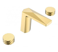 Смеситель для раковины Boheme Venturo врезной на 3 отверстия Diamond золото глянцевое 150-G-DIAMOND