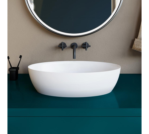 Раковина накладная Salini Alda 58х35х15 см S-Sense без отверстия белый глянцевый 110611G